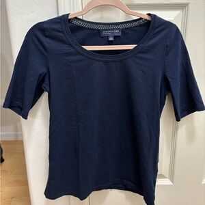 Jones New York Dark Blue Short Sleeve Tee